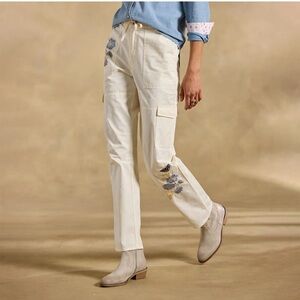 Sundance Starling Floral Embroidered Cargo Pants Size 10